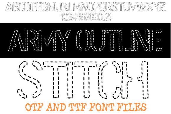 Army Outline Stitch Patch Font